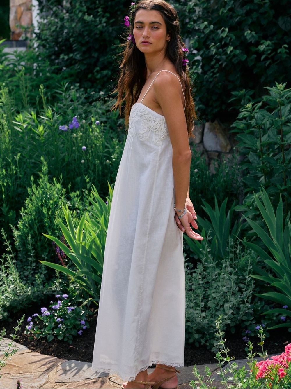 Free People Sky Dancing Midi Dress Ivory White Embroidered Cotton Small NEW NWT